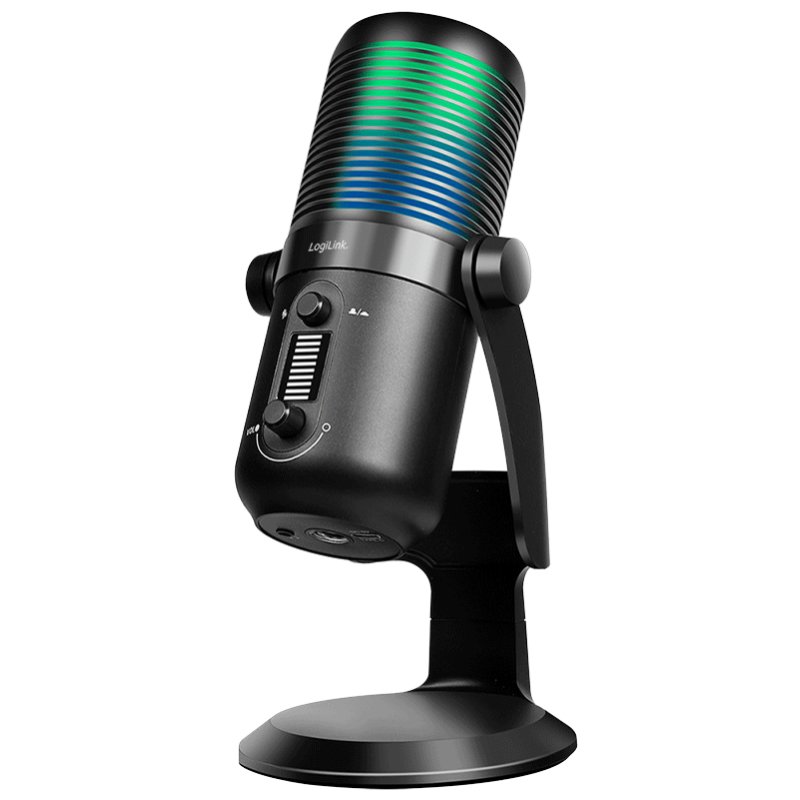 LogiLink Microphone, USB avec éclairage RGB, cardioïde/omnidirectionnel