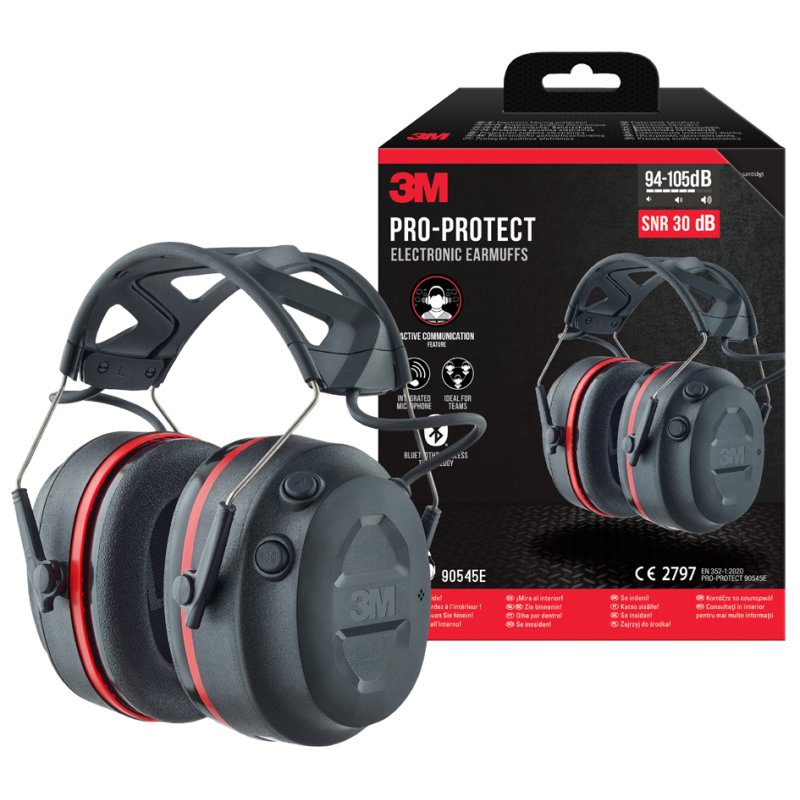 3M Pro-Protect kapselgehoorbescherming, Bluetooth, SNR 30 dB, zwart/rood