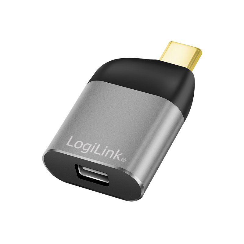 LogiLink USB-C to Mini DisplayPort adapter, aluminium housing, 8K/60Hz, black/grey