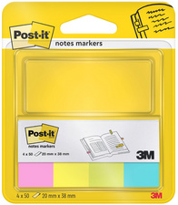 Post-it plakbriefjes 670-4P, 20×38 mm, opvallende kleuren, 4×50 vel