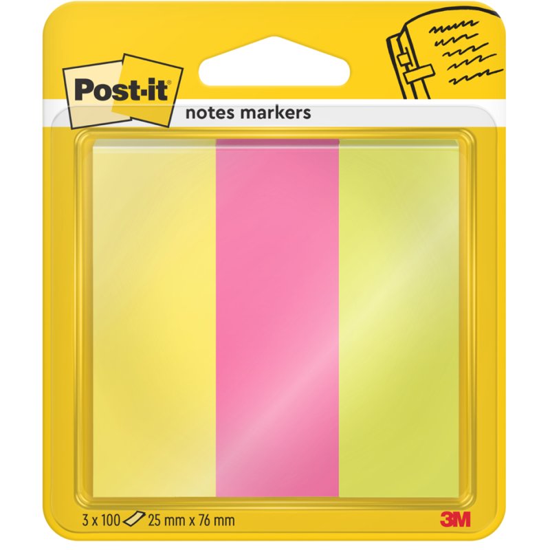 Post-it paperclips, 25×76 mm, neon gekleurd, 300 stuks
