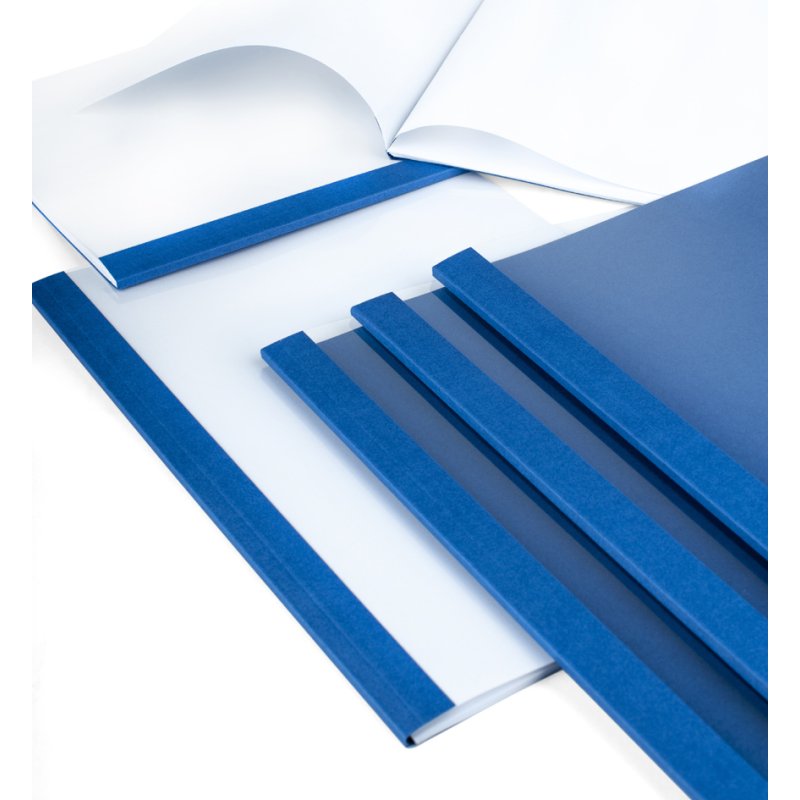 pavo Reliures thermiques, structure cuir, A4, 3 mm, bleu, 25 pièces