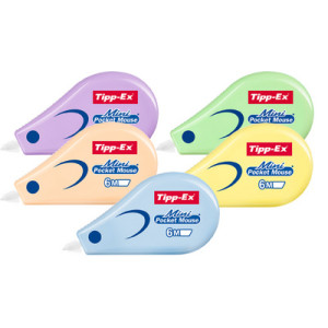 Tipp-Ex correctieroller Mini Pocket Mouse Pastel, 5 mm × 6 m, pastelkleuren, 10 stuks