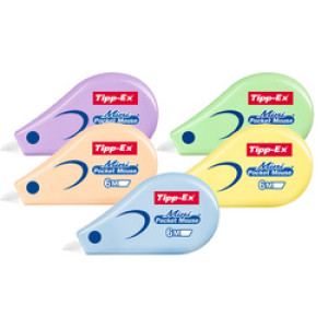 Tipp-Ex correctieroller Mini Pocket Mouse Pastel, 5 mm × 6 m, pastellkleuren