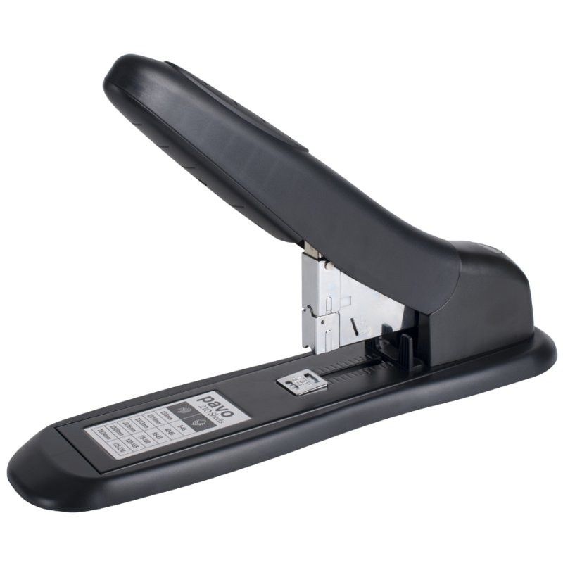 pavo block stapler, 200 sheets, black, ergonomic grip