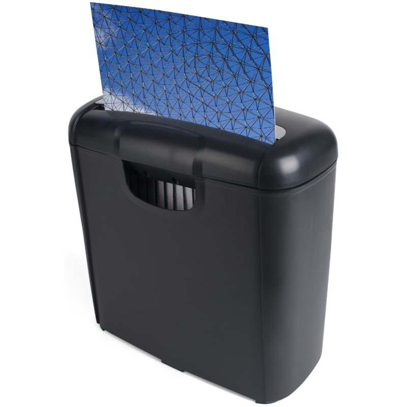 pavo papiervernietiger Stripcut 6, 6 vel A4, 10 liter opvang, zwart