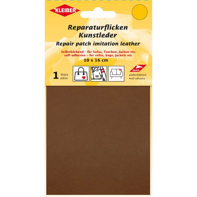 KLEIBER patchs de réparation en cuir artificiel, auto-adhésifs, beige, 100 x 160 mm