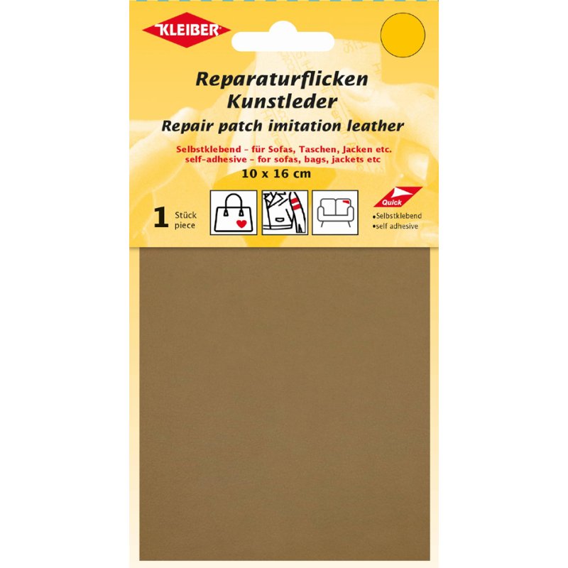 KLEIBER patchs de réparation en cuir artificiel, auto-adhésifs, beige, 100 x 160 mm