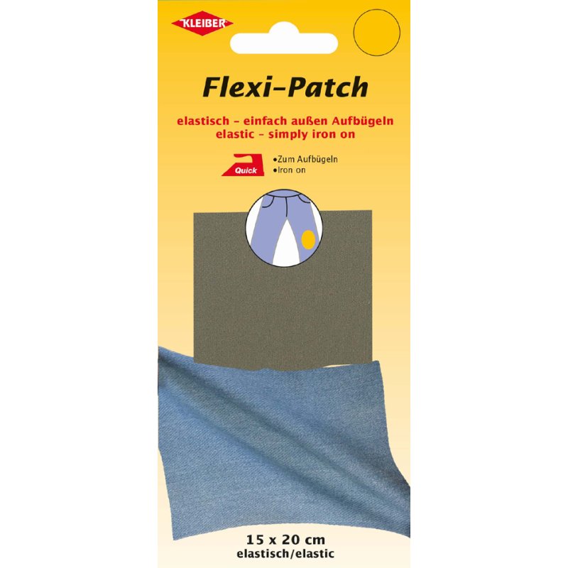 KLEIBER Flexi-Patch chiffon de repassage, 150 × 200 mm, bleu foncé, élastique