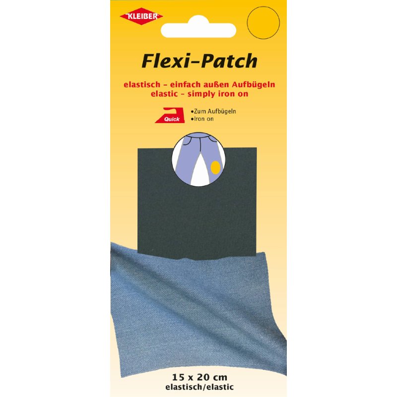 KLEIBER Flexi-Patch chiffon de repassage, 150 × 200 mm, bleu foncé, élastique