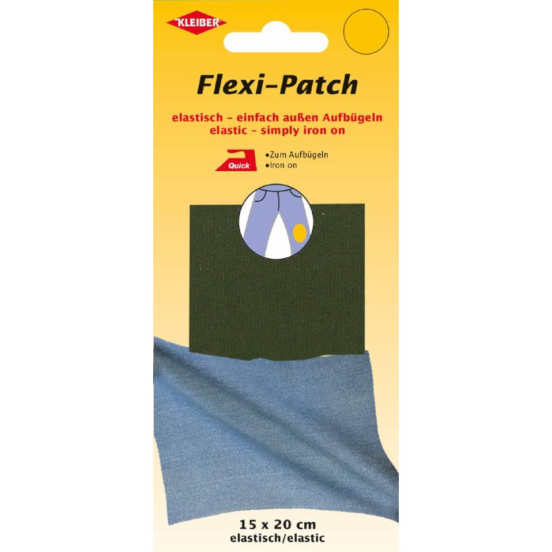 KLEIBER Flexi-Patch chiffon de repassage, 150 × 200 mm, bleu foncé, élastique