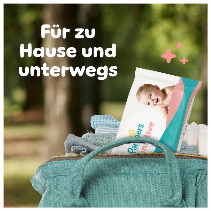 Pampers vochtige doekjes sensitive, travelpack, 80 stuks