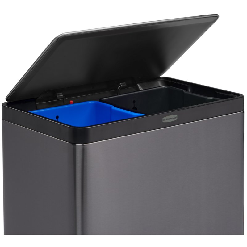Rubbermaid pedaalemmer Elite Dual Stream, 39 liter, edelstaal, antraciet