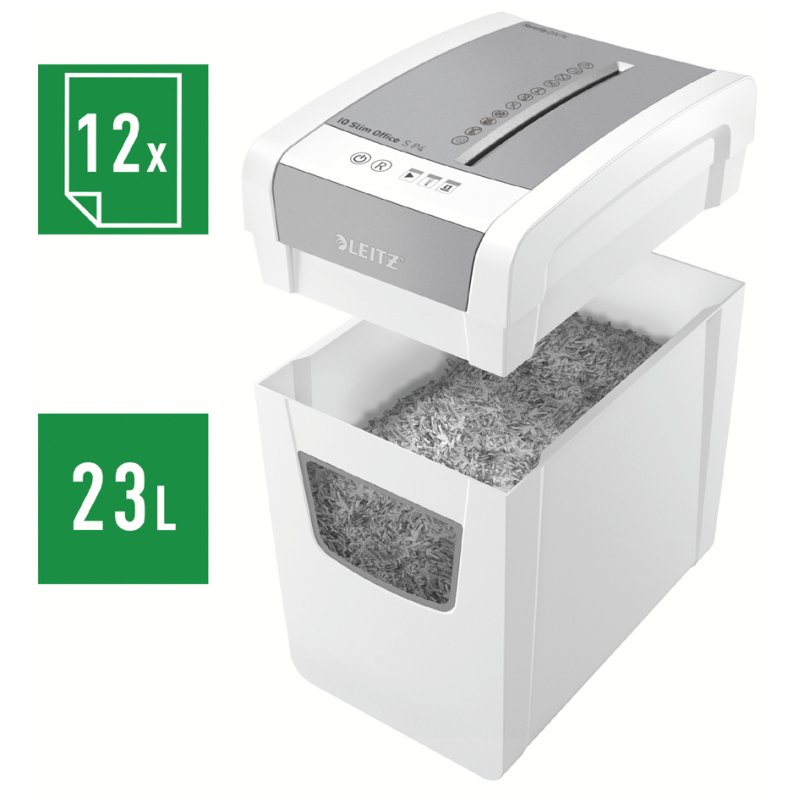 LEITZ papiervernietiger IQ Office S Slim, micro-cut, 12 blad, P-4