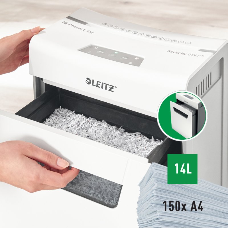 LEITZ papiervernietiger IQ Protect Premium 4M, wit, 4 vel, P-5