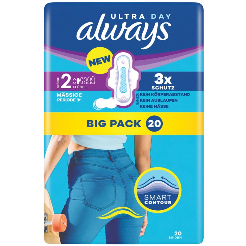 always Maxi dameshygiëne Ultra Day Long, met vleugels, maat 2, 20 stuks