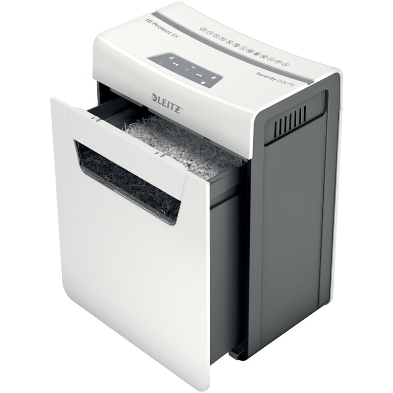 LEITZ papiervernietiger IQ Protect Premium 8X, wit, 8 vel, 4×40 mm