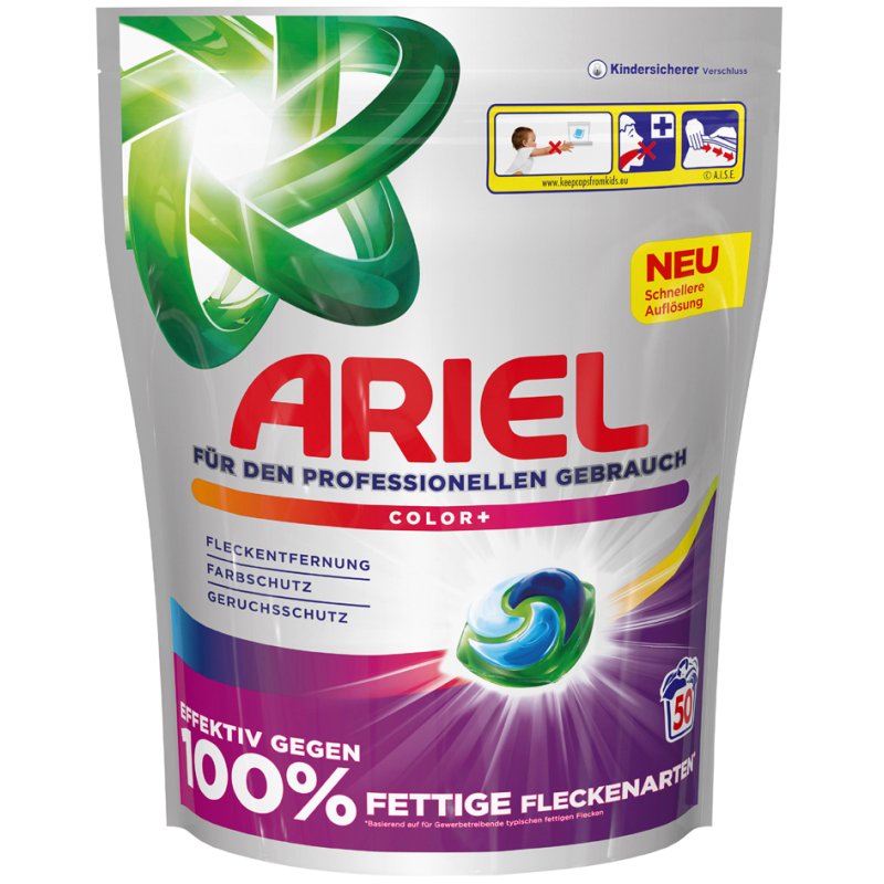 ARIEL Professional capsules de lavage All-in-1 Color+, 100 lavages, usage professionnel