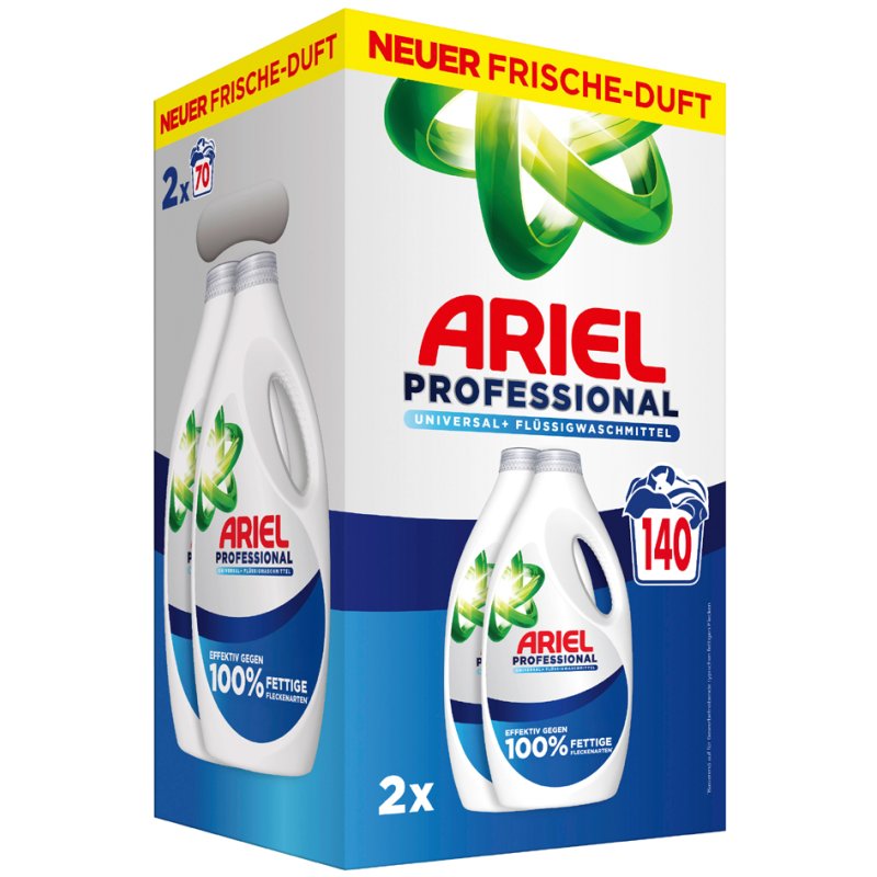 ARIEL Professional lessive liquide Universal+, 6,3 litres, 2 bouteilles