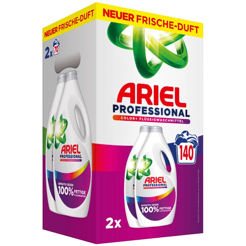 ARIEL Professional lessive liquide Color+, 6,3 litres, 2 bouteilles
