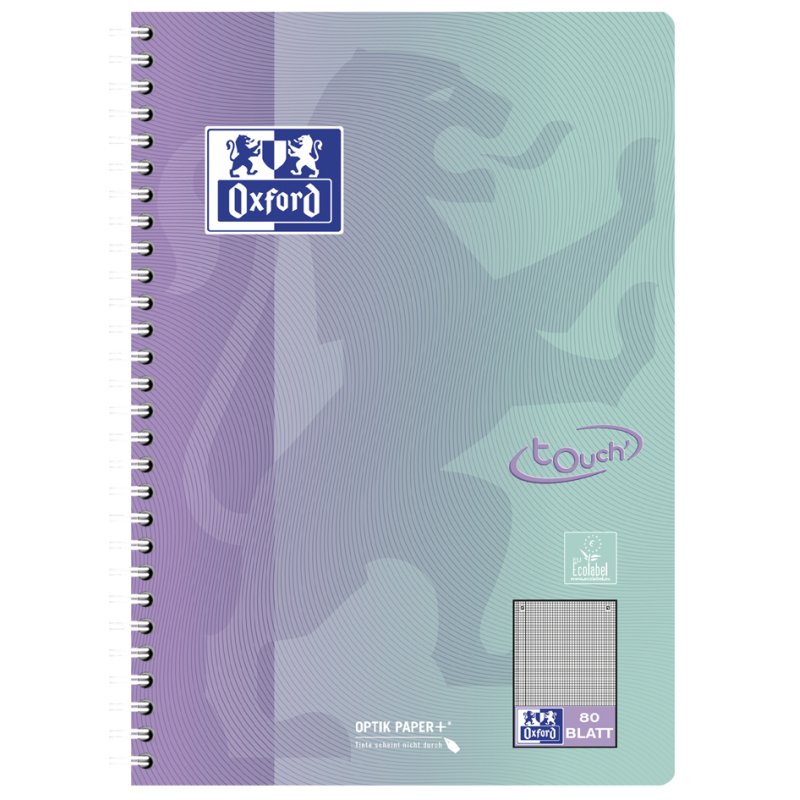 Oxford bloc-notes TOUCH B5, quadrillé, spiralé, 80 feuilles