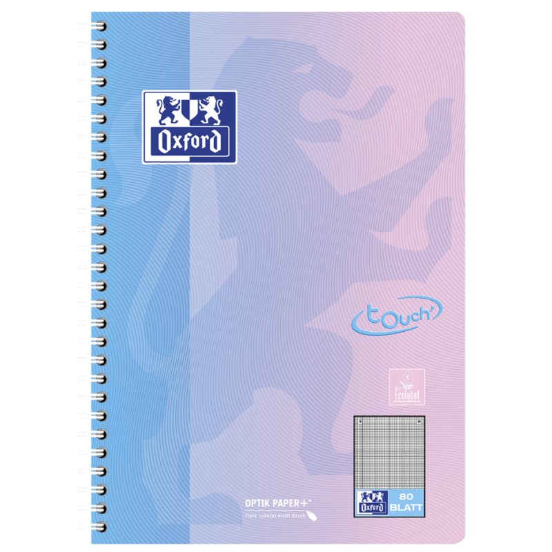 Oxford bloc-notes TOUCH B5, quadrillé, spiralé, 80 feuilles