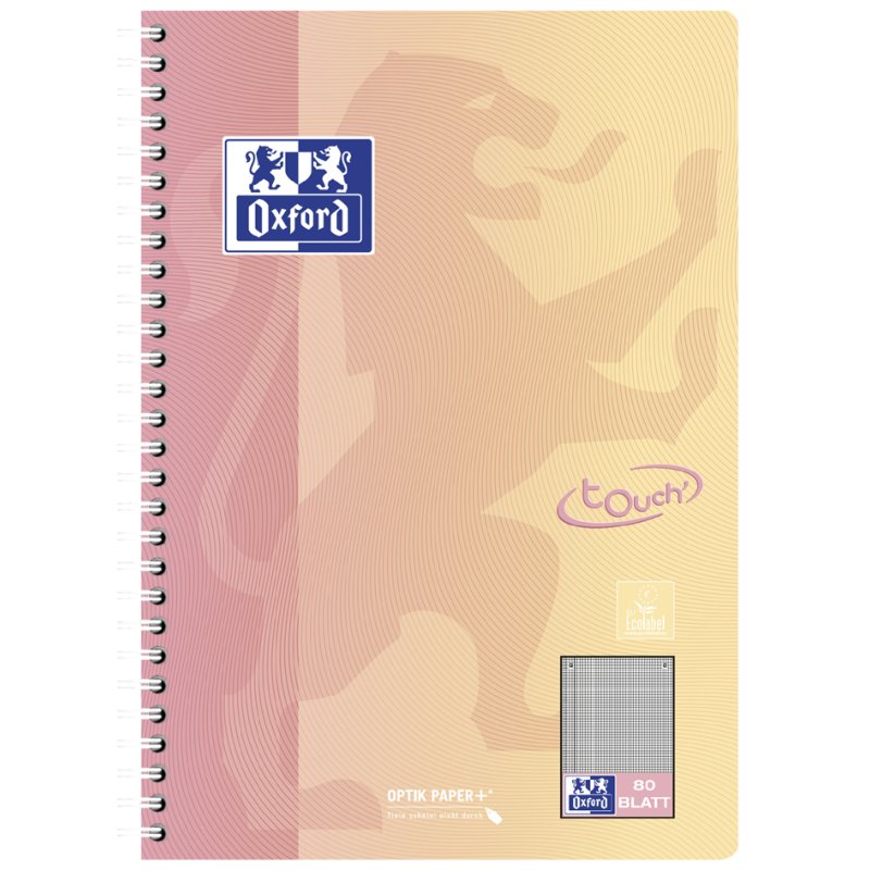 Oxford bloc-notes TOUCH B5, quadrillé, spiralé, 80 feuilles