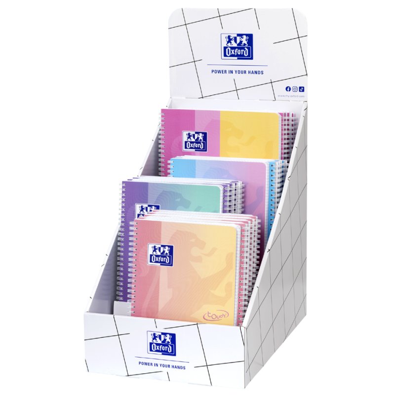 Oxford collegeblokken Pastell Edition, thekendisplay, B5 + A4+, geruit/gelinieerd/gepunt