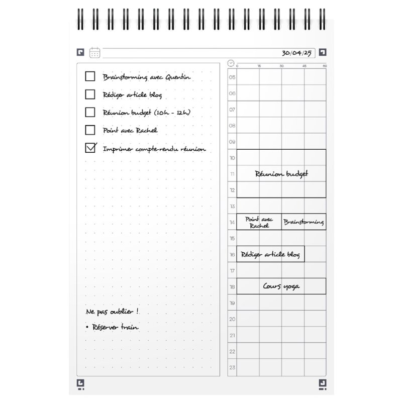 Oxford agenda Essentials Time Manager Day, A5, bleu foncé, 70 feuilles