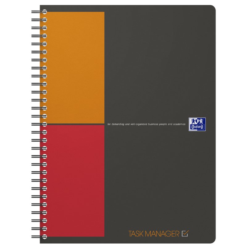 Oxford spiraalbloc International Task Manager, B5, noir/rouge/orange, 80 feuilles