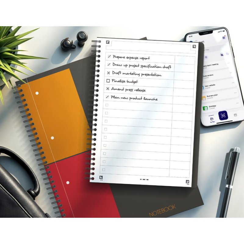 Oxford spiraalbloc International Task Manager, B5, noir/rouge/orange, 80 feuilles