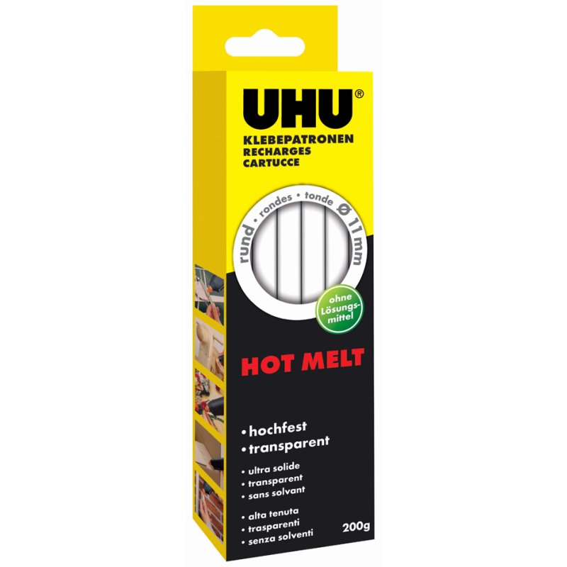 UHU pistolet à colle Starter, 15 Watt, noir/orange, incl. 6 cartouches