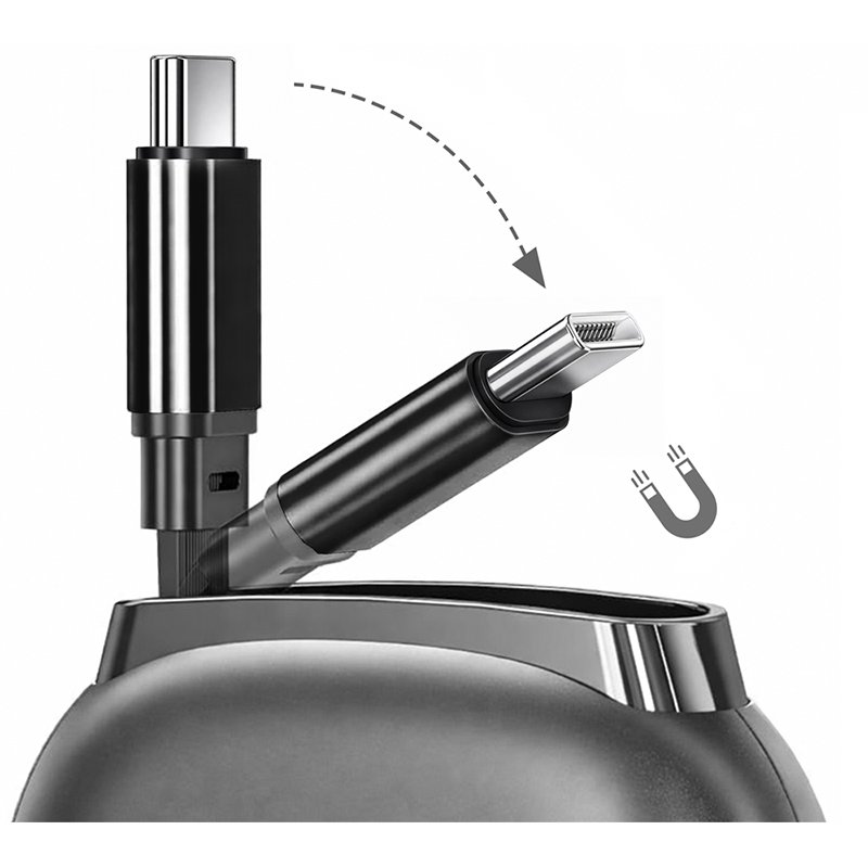 LogiLink Câble USB-C vers USB-C, rétractable, noir, 1 m