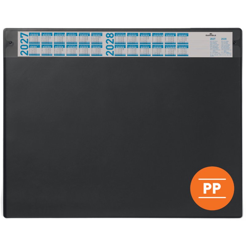 DURABLE Sous-main avec calendrier annuel, PP, 650x480 mm, bleu marine