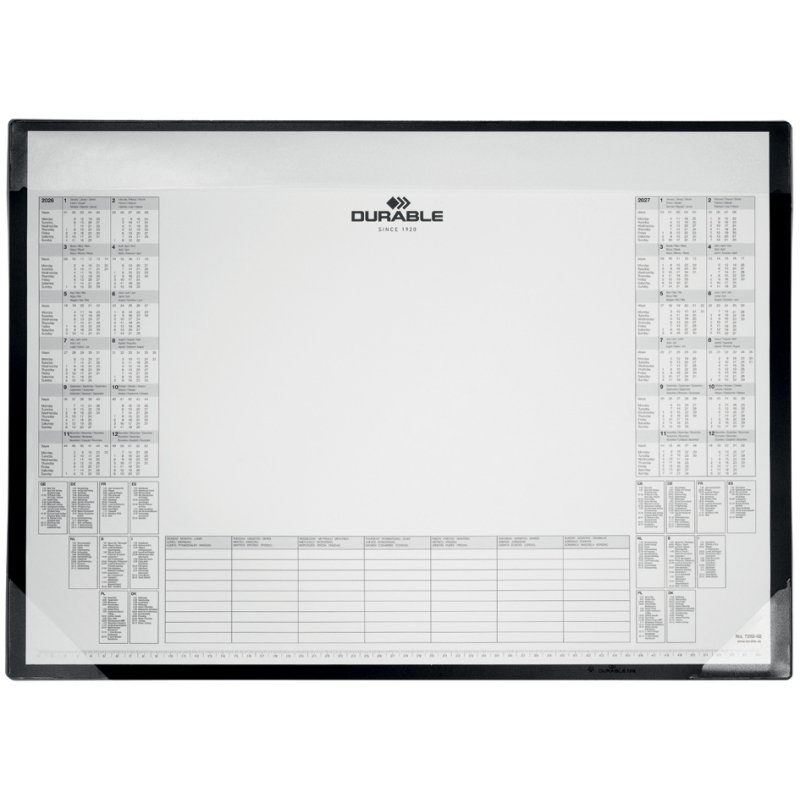 DURABLE sous-main avec bloc calendrier, PP, noir, 600 × 430 mm