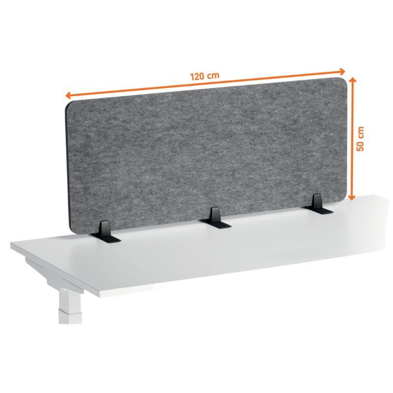 DURABLE Écran de bureau EFFEC, 1200×500 mm, feutre, gris