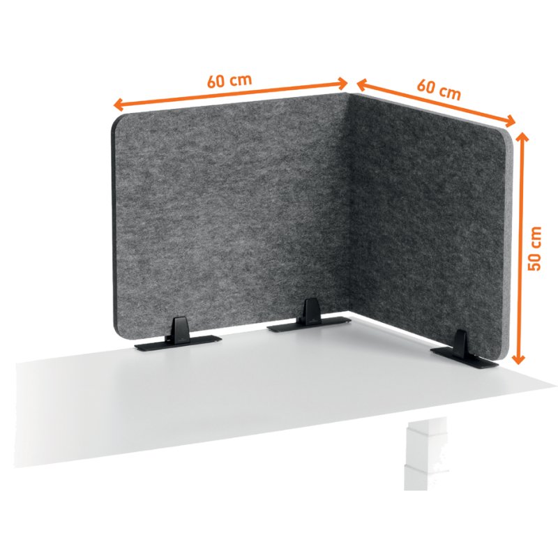 DURABLE Écran de bureau EFFEC, 1200×500 mm, feutre, gris