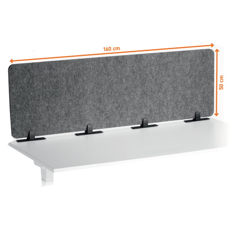 DURABLE Cloison de bureau EFFEC, 1600×500 mm, feutre, gris