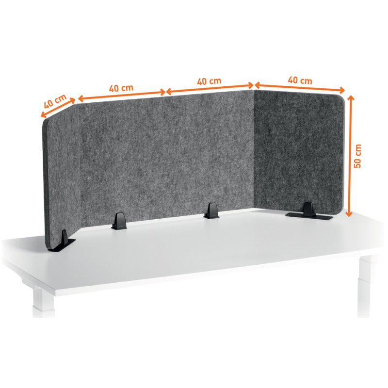 DURABLE Cloison de bureau EFFEC, 1600×500 mm, feutre, gris