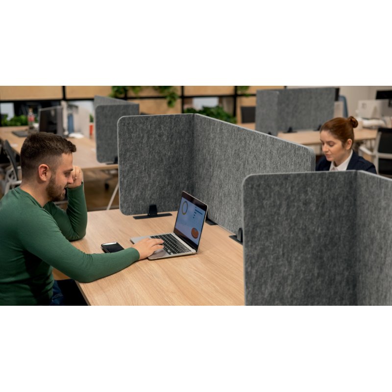 DURABLE Cloison de bureau EFFEC, 1600×500 mm, feutre, gris