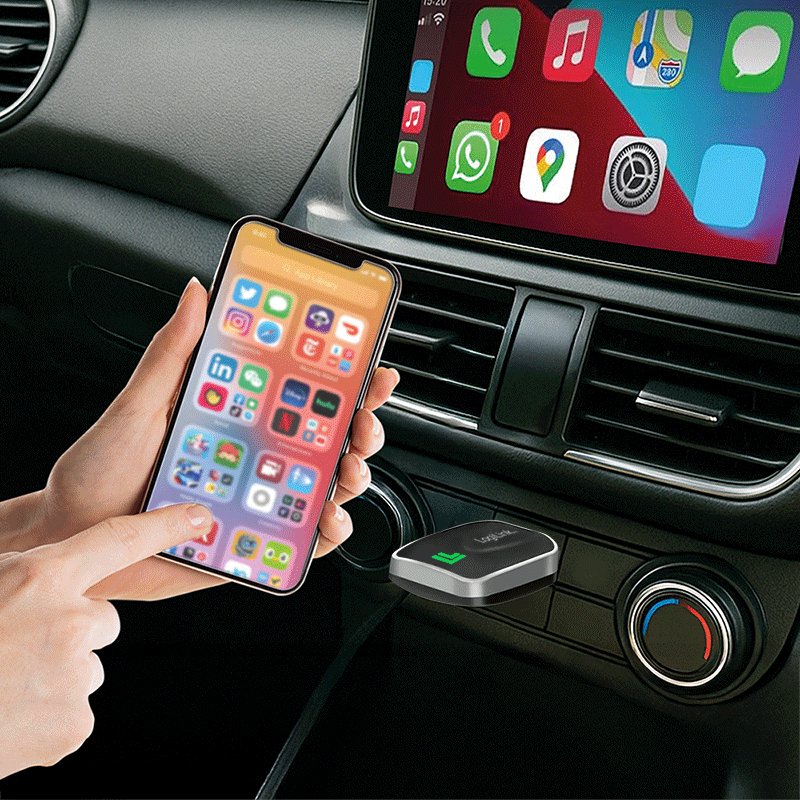 LogiLink Adaptateur BT sans fil pour auto, CarPlay/Android Auto sans fil, BT 5.0