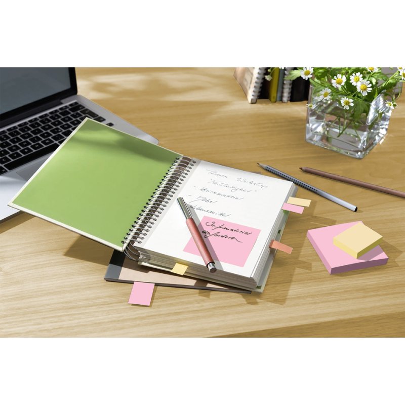 Post-it Notes repositionnables Recycling Z-notes, 76×76 mm, couleurs pastels, 16 blocs