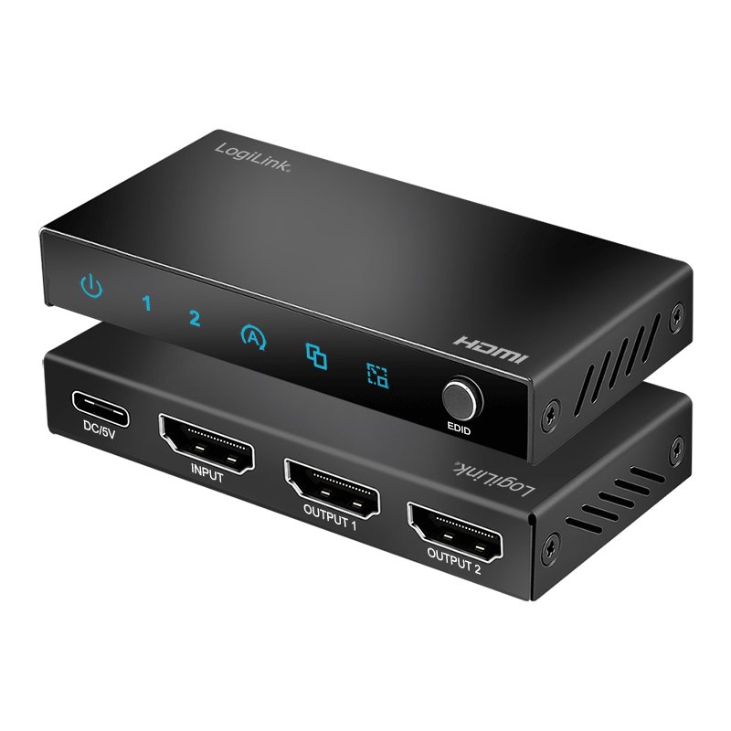 LogiLink Répartiteur HDMI 4K/60 Hz, 1 vers 2 sorties, noir