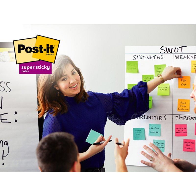 Post-it notes super sticky, 76×76 mm, ultra yellow, 6 pads
