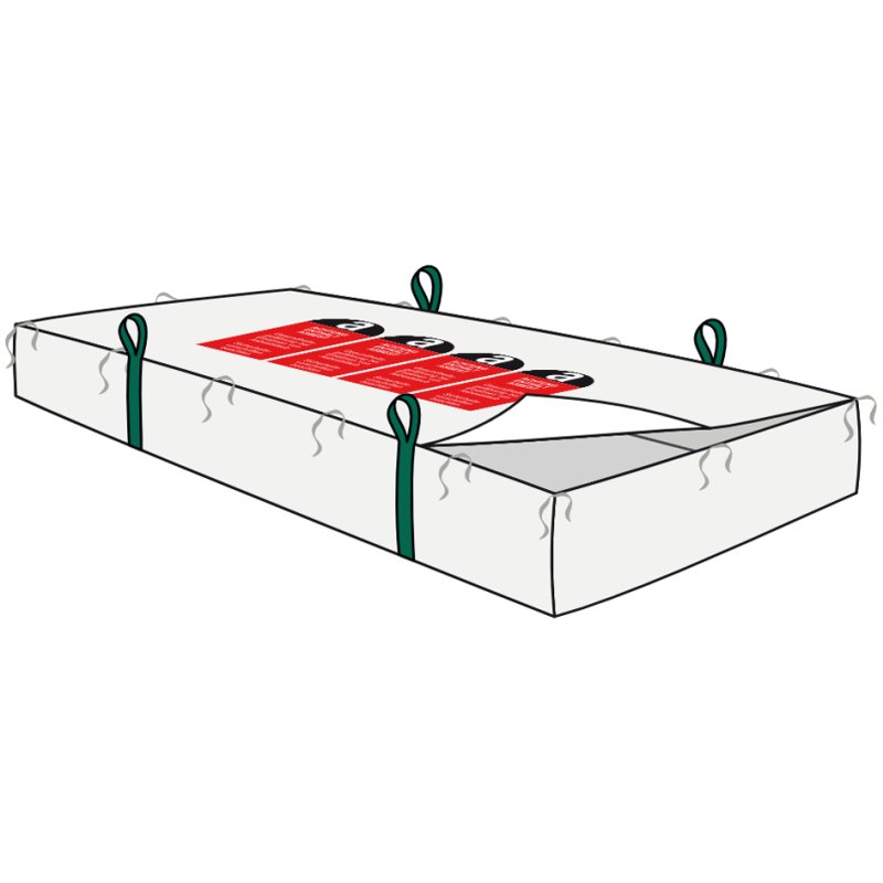 dm-folien big bag panel bag, white, asbestos disposal, 2600×1250×300 mm, 1500 kg load capacity