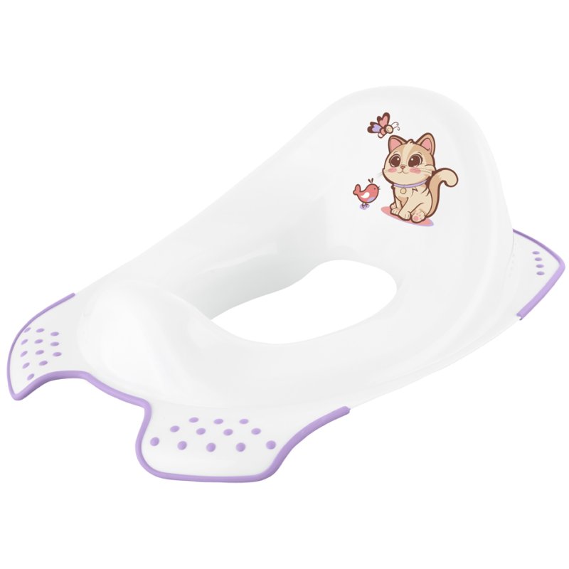 keeeper Ewa Cats children's toilet seat, white, with splash guard, ribbed
