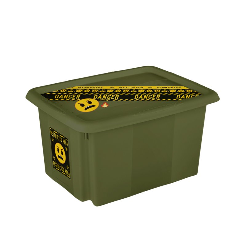 keeeper boîte de rangement Karolina Emoji Danger, 24 litres, vert olive