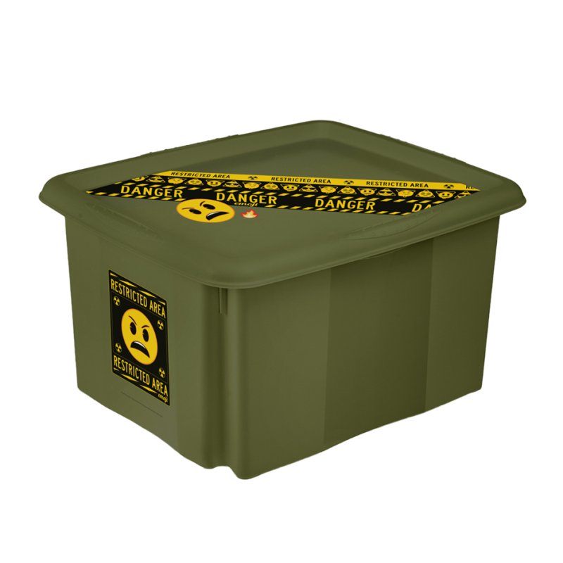 keeeper boîte de rangement Karolina Emoji Danger, 24 litres, vert olive