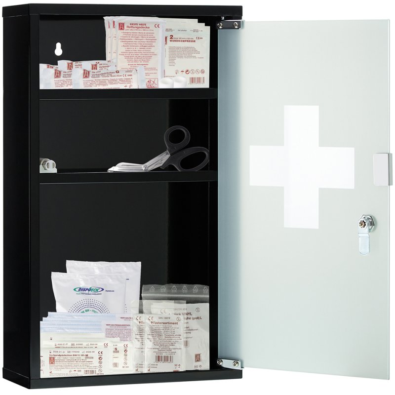 FIRST AID ONLY EHBO-kast DIN 13157, wit metaal, afsluitbaar, 300×120×600 mm