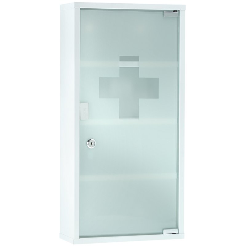 FIRST AID ONLY EHBO-kast DIN 13157, wit metaal, afsluitbaar, 300×120×600 mm